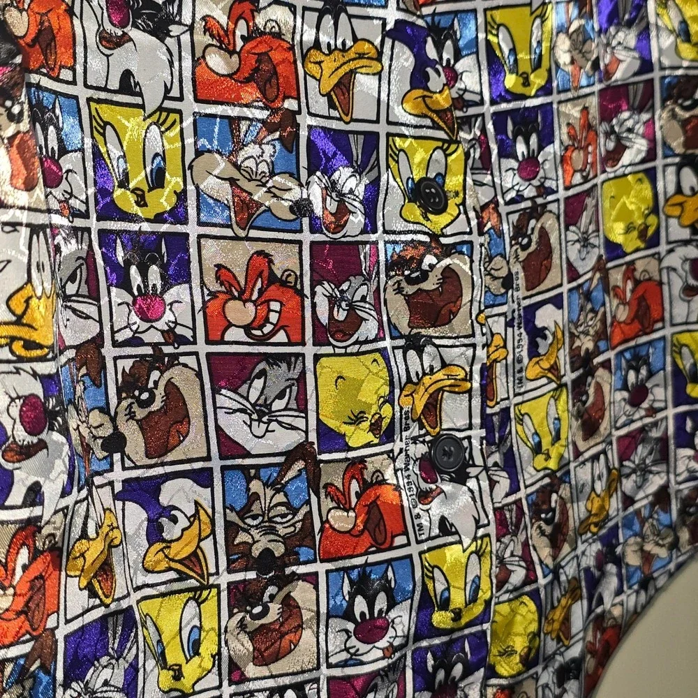 Looney Tunes Brand vest waistcoat Sleeveless VTG 1994 Warner Bros Polyester Prom